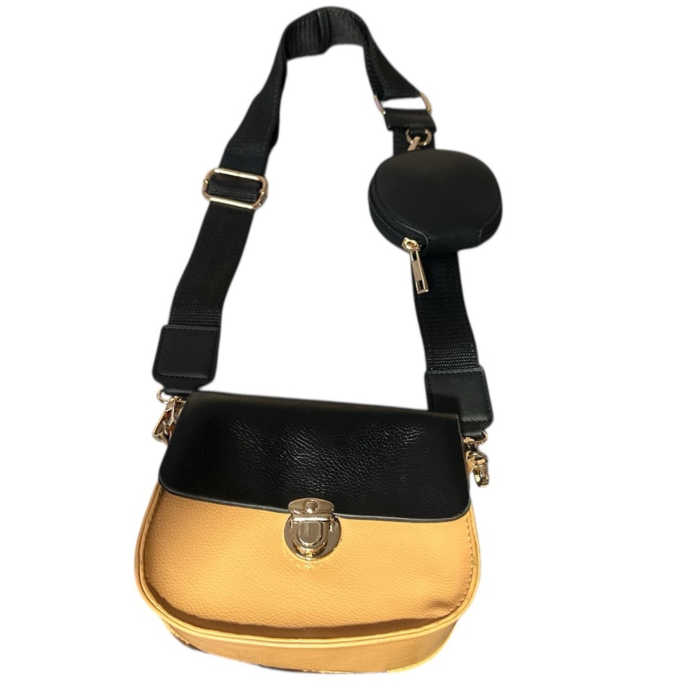 Stylish Black and Tan Women's Bag With Pouch.